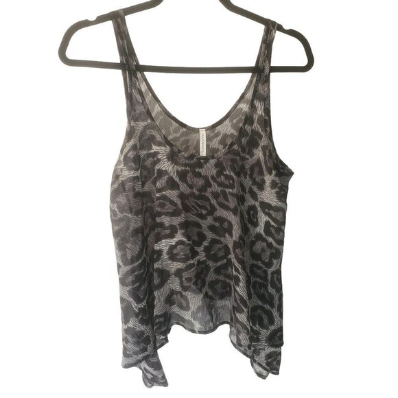 Audrey 3+1 Flowing Tank Top Gray Black Animal Print Polyester Womens Size Small - Picture 3 of 5